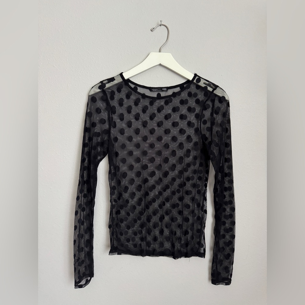 Zara mesh polka dot top